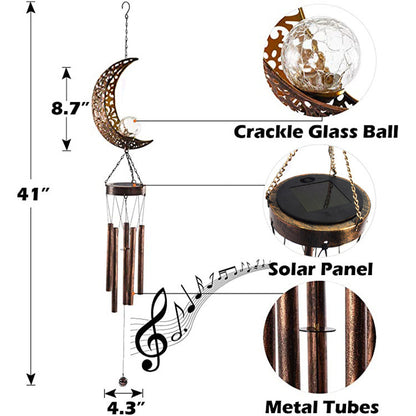 Wrought Iron Hollow Sun Moon Chime Pendant