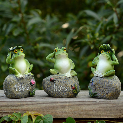 Garden Sign Frog On Stone Ornaments