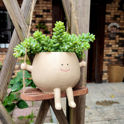 Lovely Swing Face Hanging Planter Pot