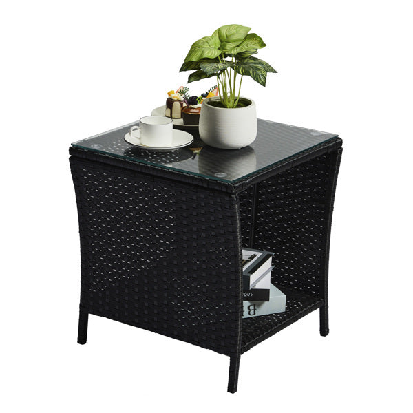 Braided Rattan Edge Wicker Side Table