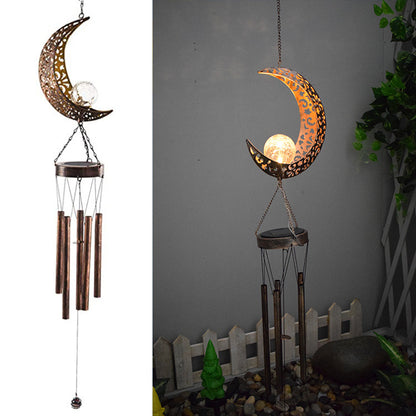 Wrought Iron Hollow Sun Moon Chime Pendant