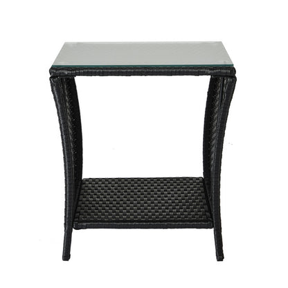 Braided Rattan Edge Wicker Side Table