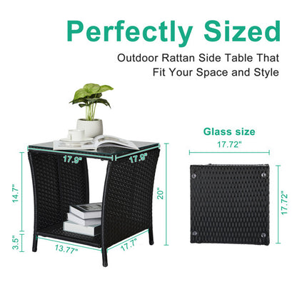 Braided Rattan Edge Wicker Side Table