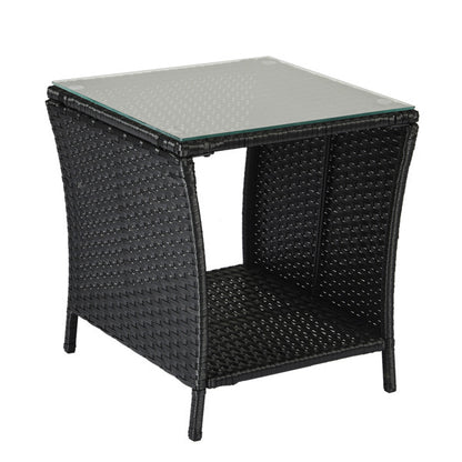 Braided Rattan Edge Wicker Side Table